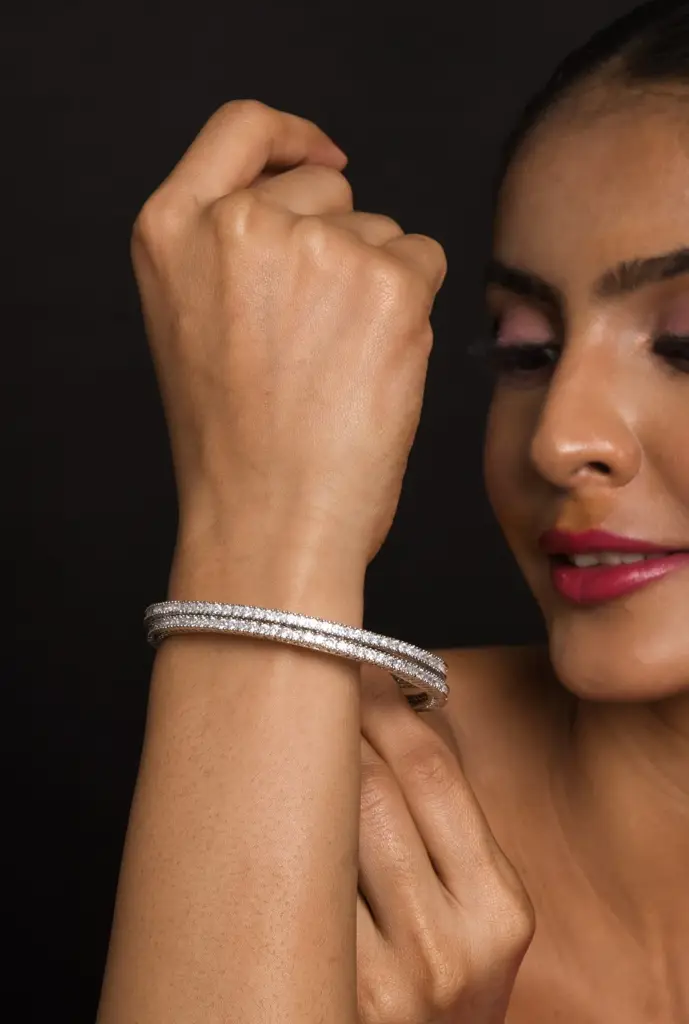 American Diamond Look Alike Bangle Pair : QJSEP56