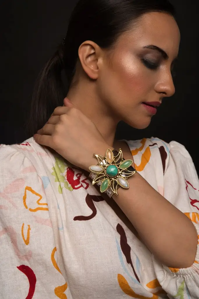 Zora Green Gold Plated Bracelet : QJSEP171