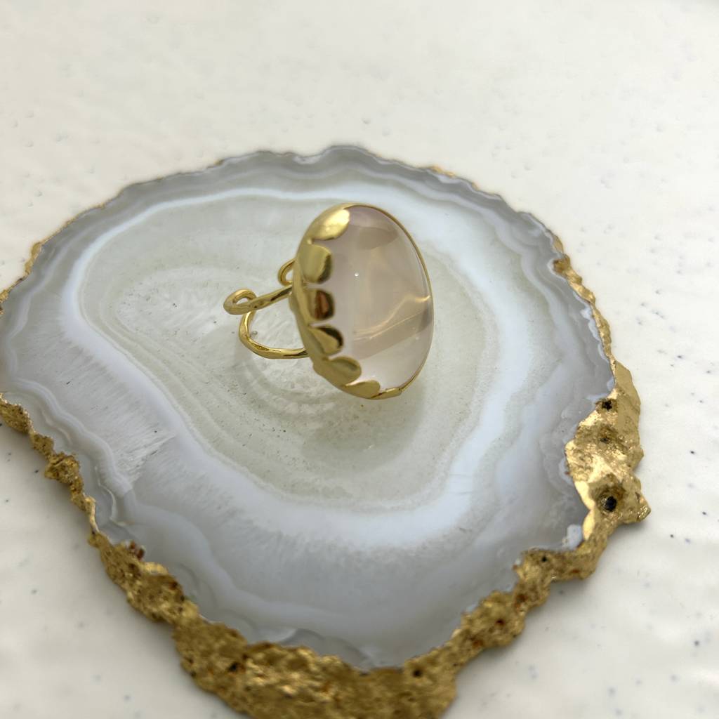Light Pink Chalcedony Ring : R-158(A)