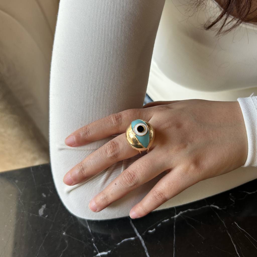 High-Dome Evil Eye Ring : R-164