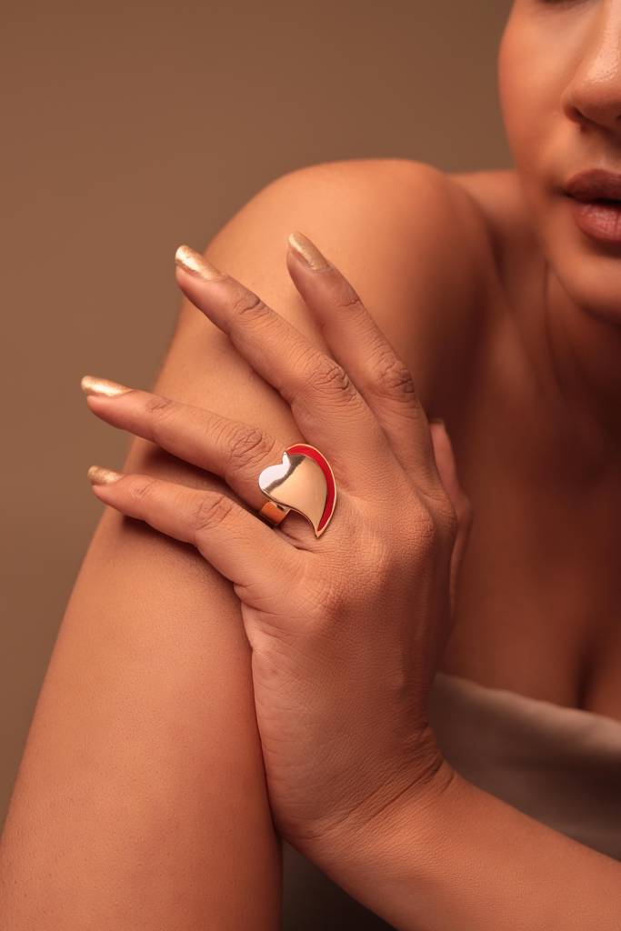 Red-Glam Heart Ring : R-174