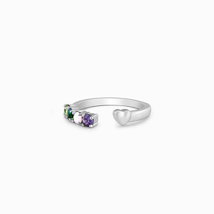 Silver Gemstone Heart Ring : R007