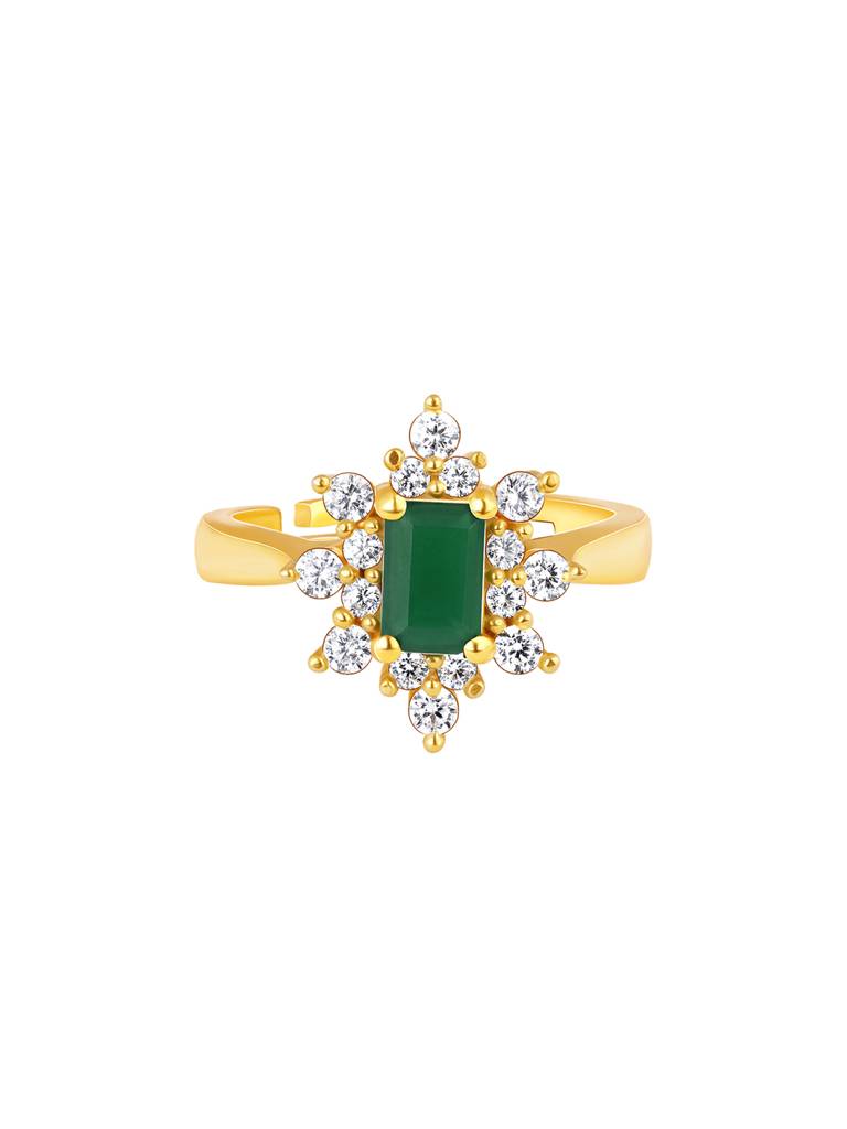 Giva 925 Sterling Silver Golden Green Crush Ring