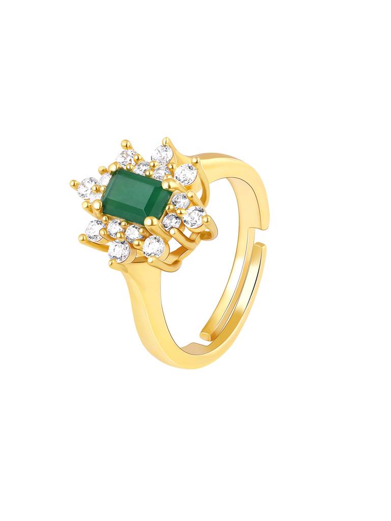 Giva 925 Sterling Silver Golden Green Crush Ring