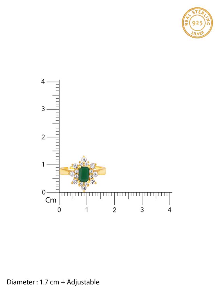 Giva 925 Sterling Silver Golden Green Crush Ring