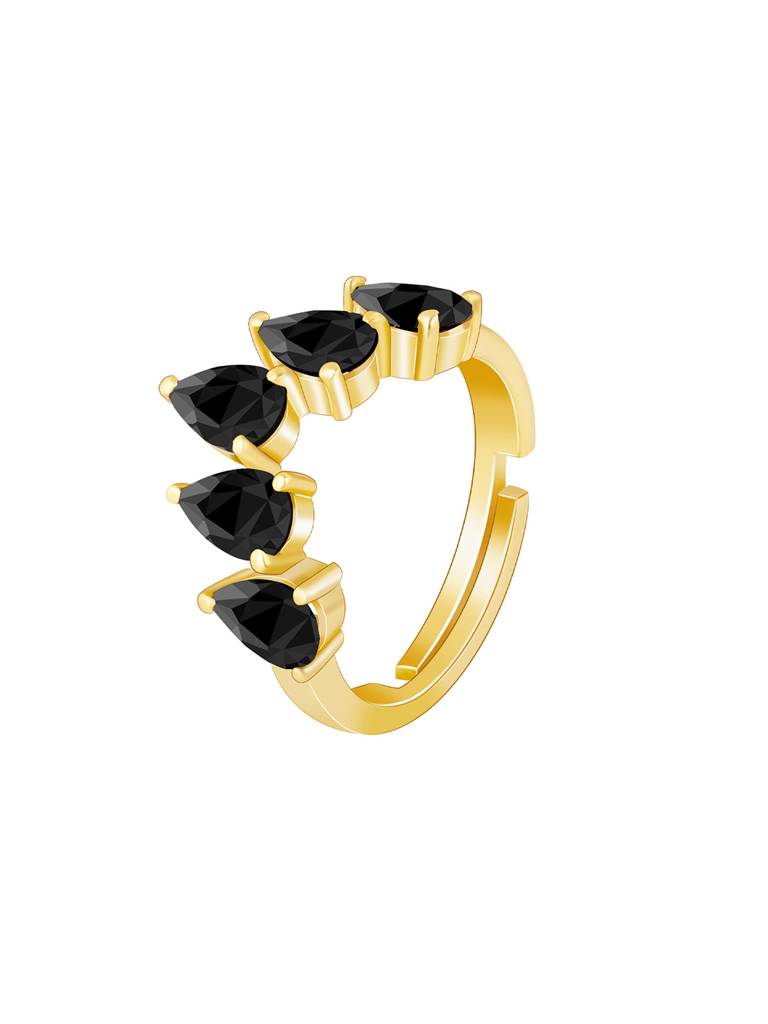 Giva 925 Sterling Silver Golden Enchanting Pear Stone Ring
