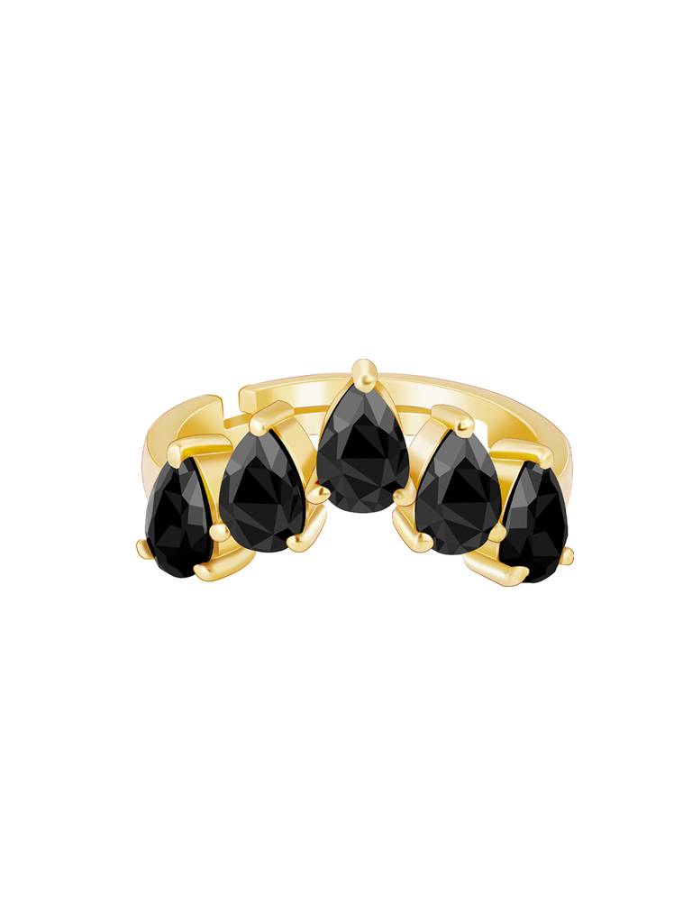 Giva 925 Sterling Silver Golden Enchanting Pear Stone Ring