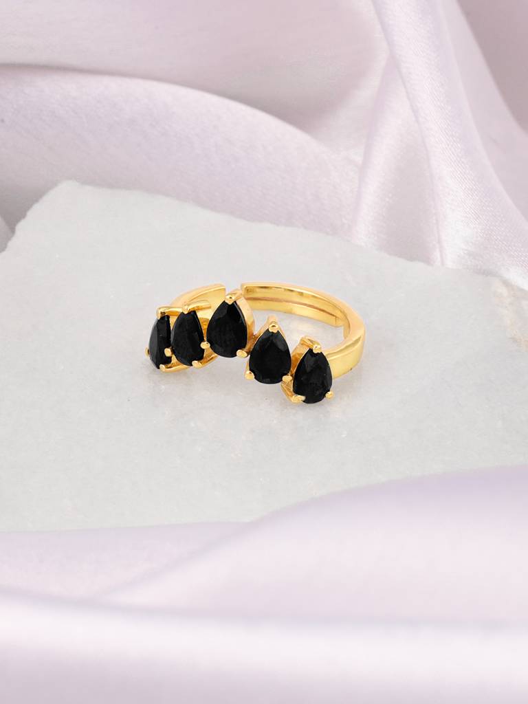 Giva 925 Sterling Silver Golden Enchanting Pear Stone Ring
