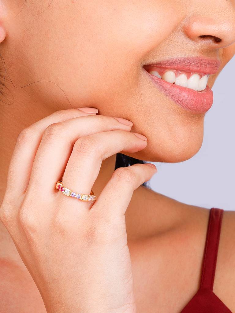 Giva 925 Sterling Silver Golden Heavenly Affection Ring