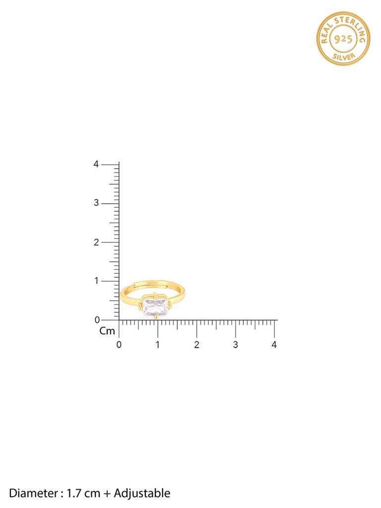 Giva 925 Sterling Silver Golden Baguette Bling Ring