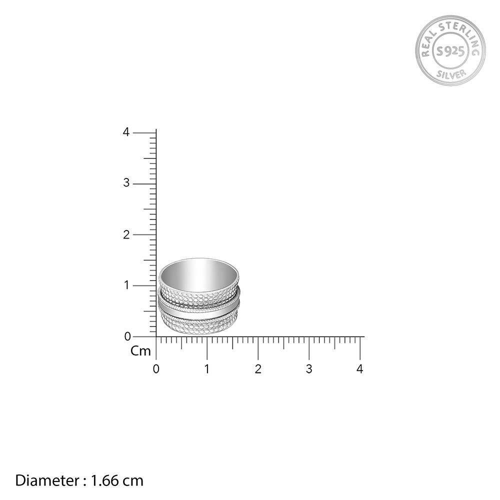 Giva 925 Sterling Silver Multi Pattern Ring,Fixed Size,Indian - 12, Us - 6 : R01048