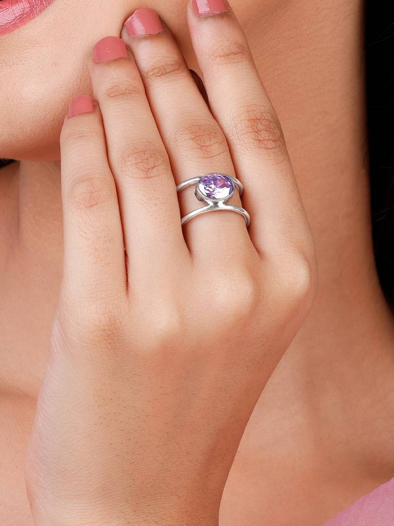 Giva 925 Sterling Silver Lavender Love Ring