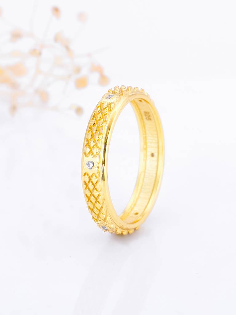 Giva 925 Sterling Silver Golden Twist And Turn Ring For Him/Her