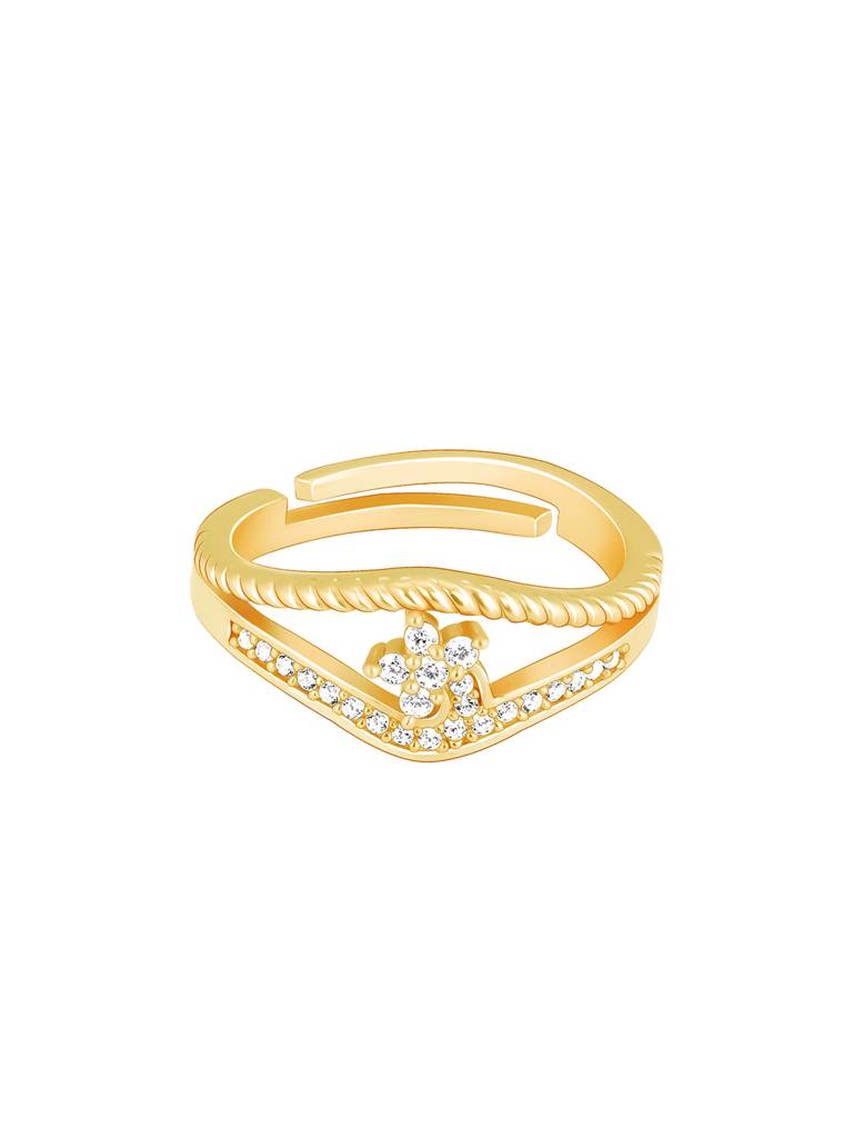 Giva 925 Sterling Silver Golden Glowing Floral Ring
