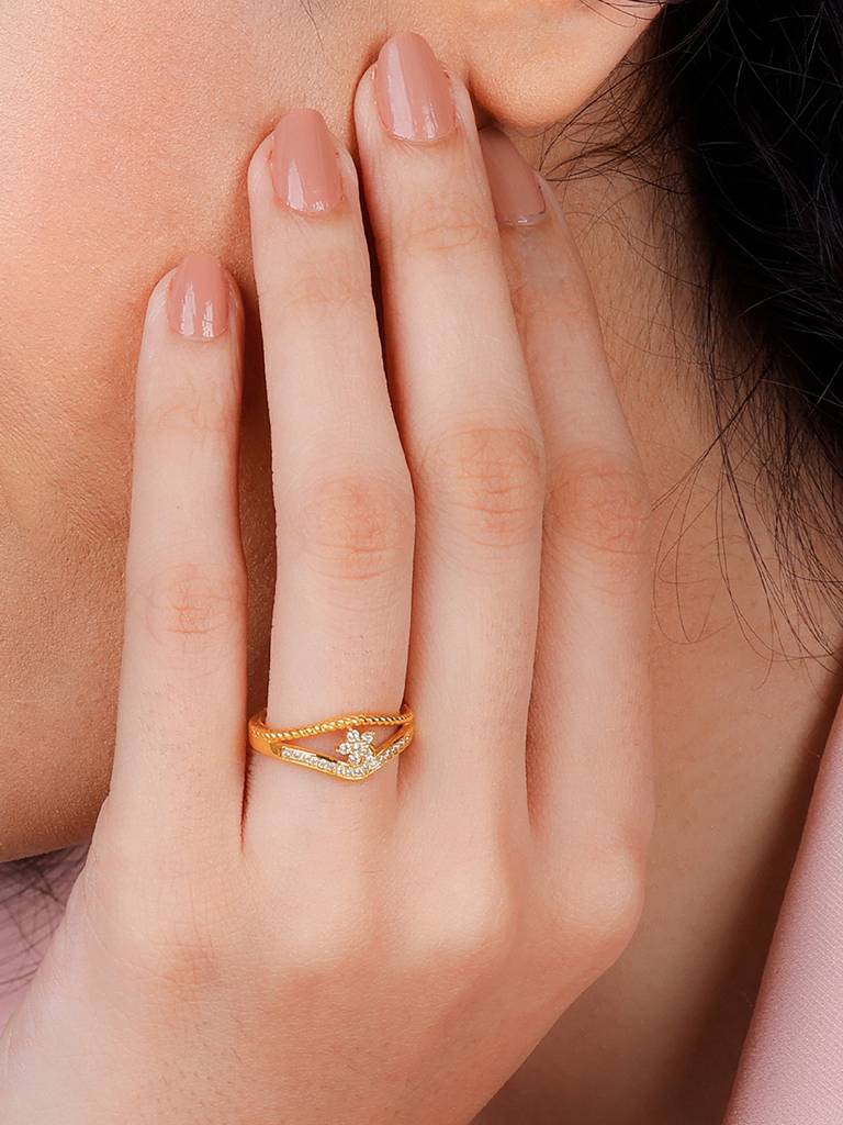 Giva 925 Sterling Silver Golden Glowing Floral Ring