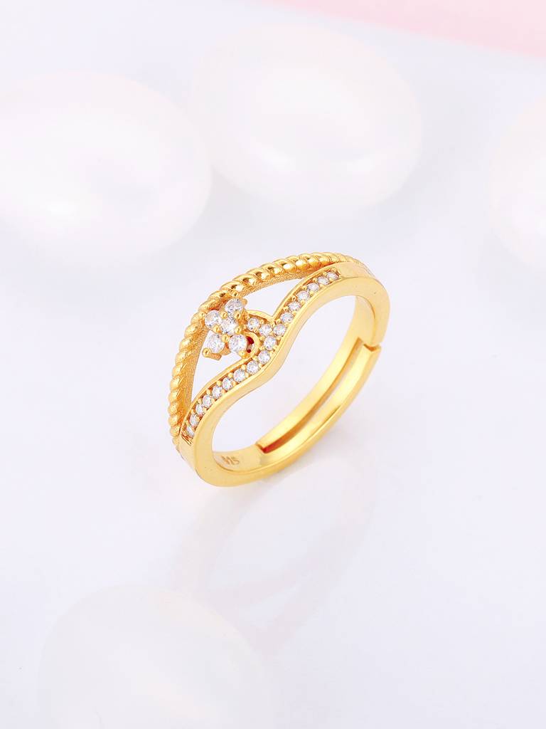Giva 925 Sterling Silver Golden Glowing Floral Ring