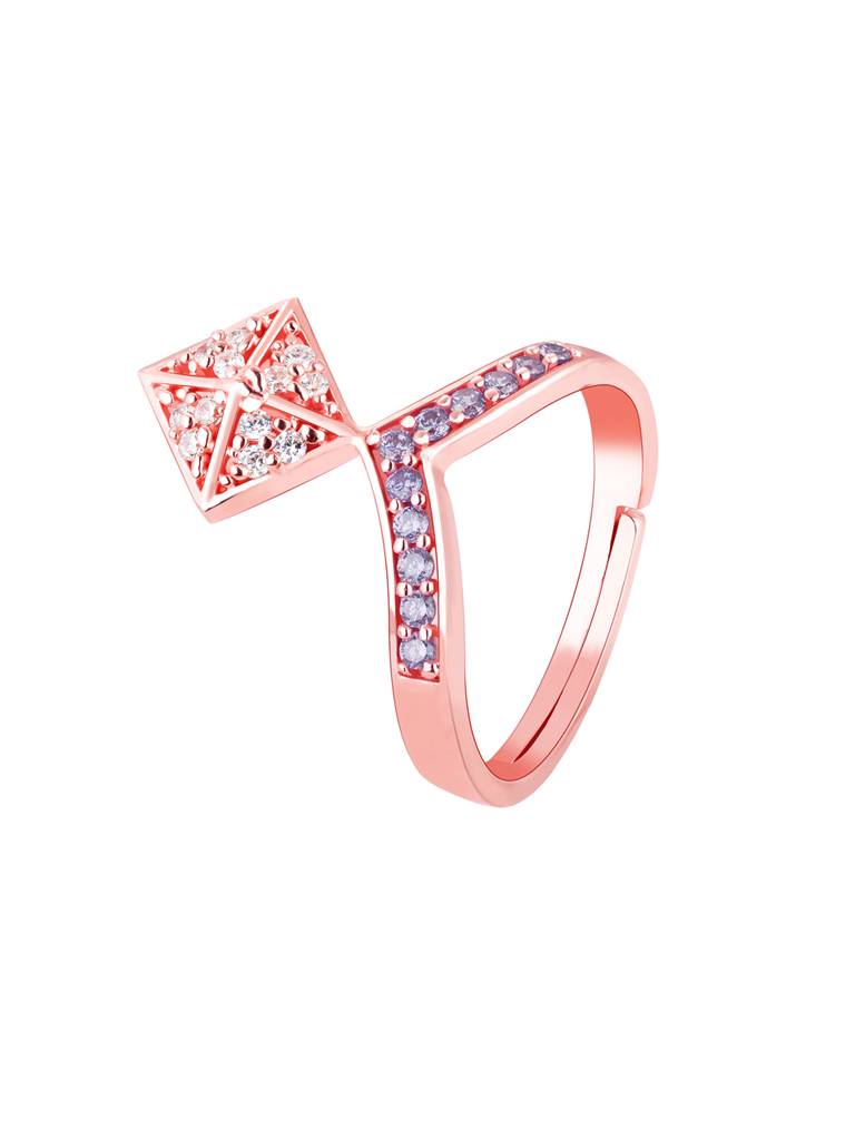 Giva 925 Sterling Silver Rose Gold Flowering Crocus Ring