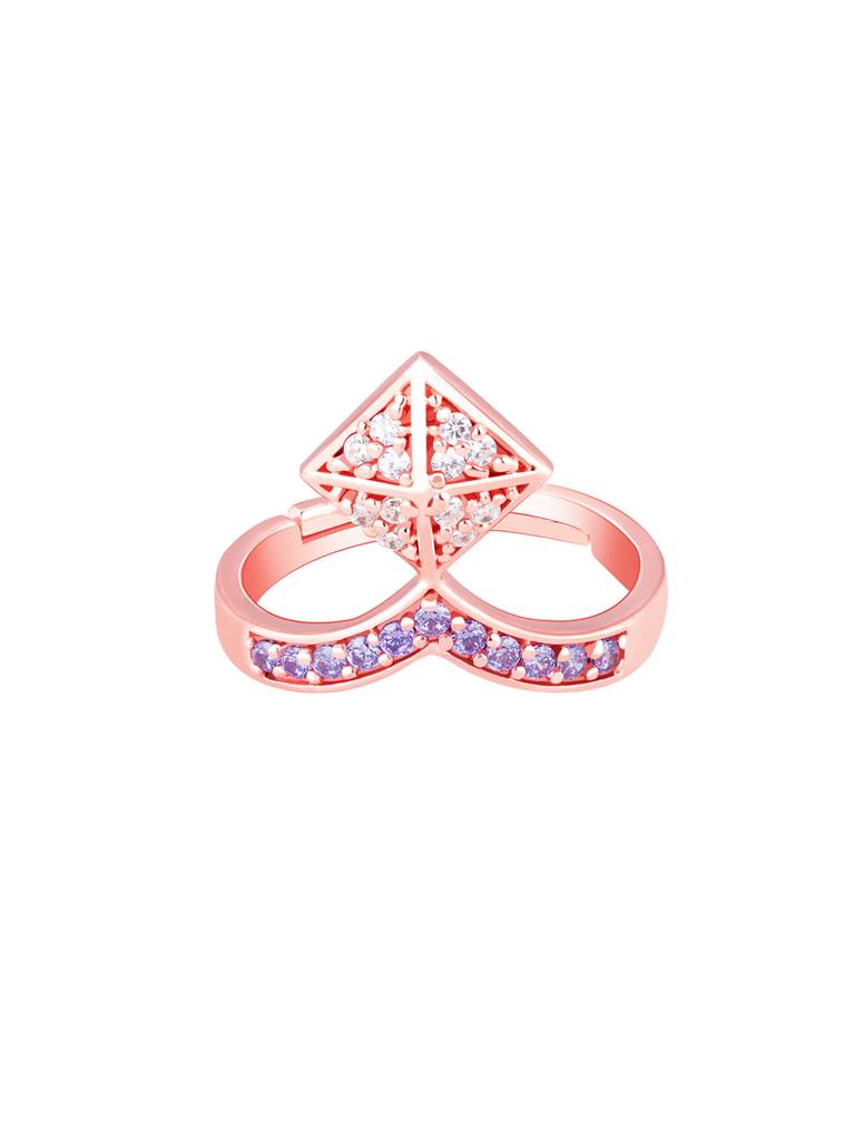 Giva 925 Sterling Silver Rose Gold Flowering Crocus Ring