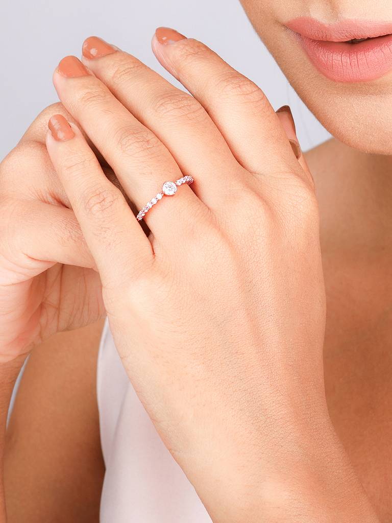Giva 925 Sterling Silver Rose Gold Aura Ring