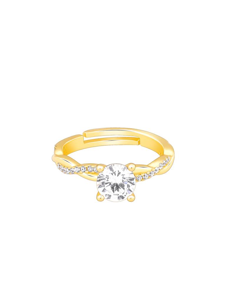 Giva 925 Sterling Silver Golden Solitaire Glow Ring