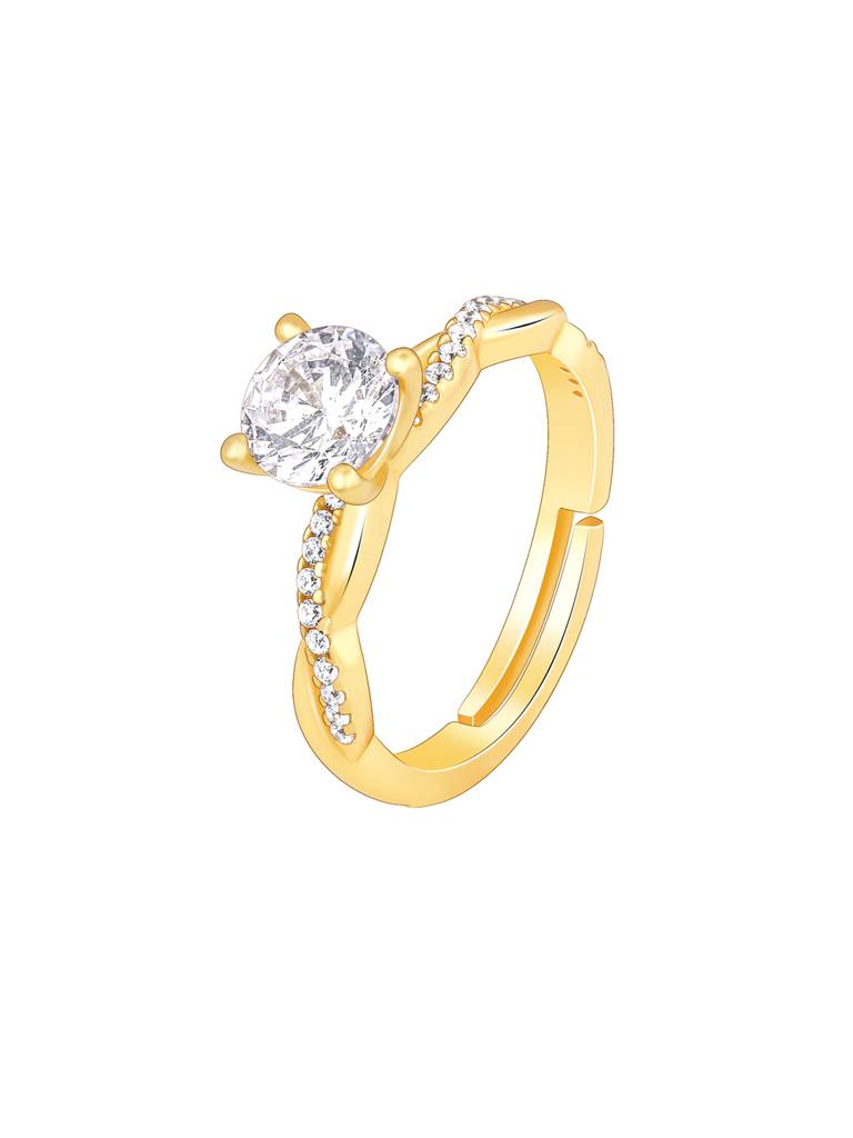 Giva 925 Sterling Silver Golden Solitaire Glow Ring