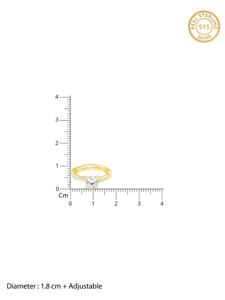 Giva 925 Sterling Silver Golden Solitaire Glow Ring