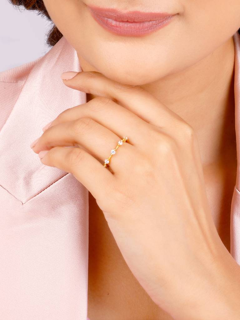 Giva 925 Sterling Silver Golden Cherished Ring