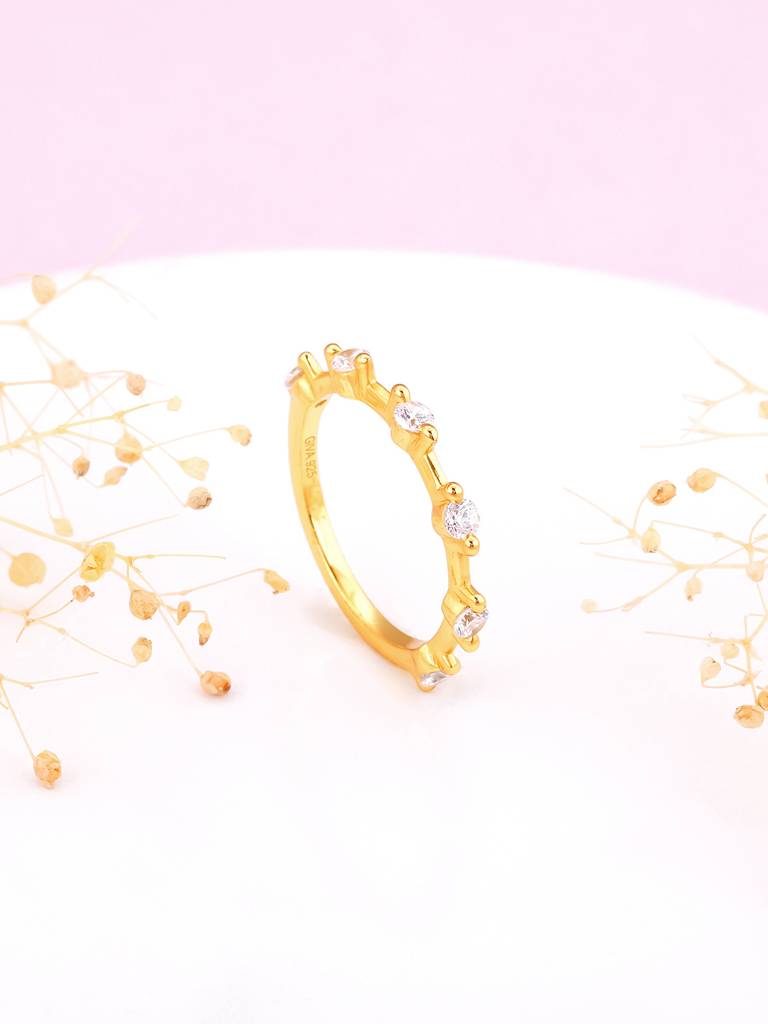 Giva 925 Sterling Silver Golden Cherished Ring