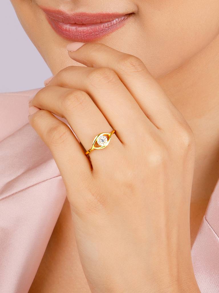Giva 925 Sterling Silver Golden Evil Eye Royale Ring