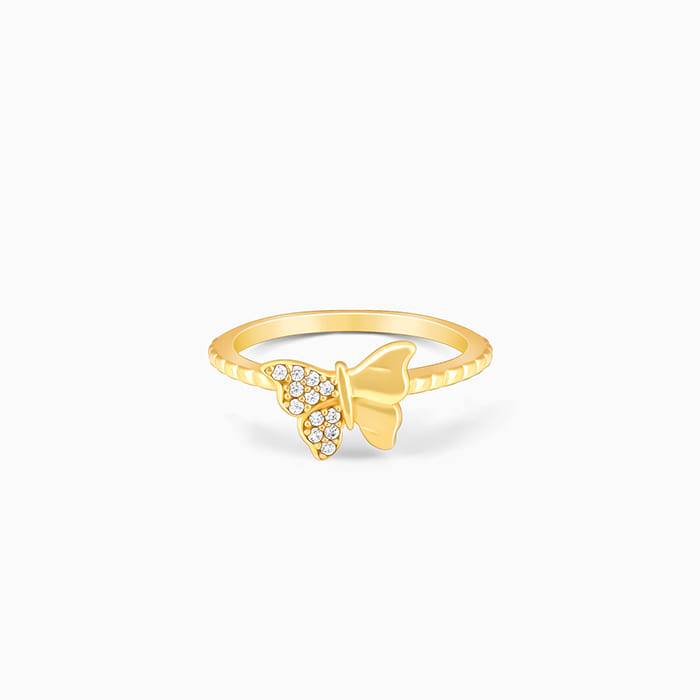 Giva 925 Sterling Silver Golden Fluttery Wings Ring,Fixed Size,Indian - 12, Us - 6 | Gifts : R01078