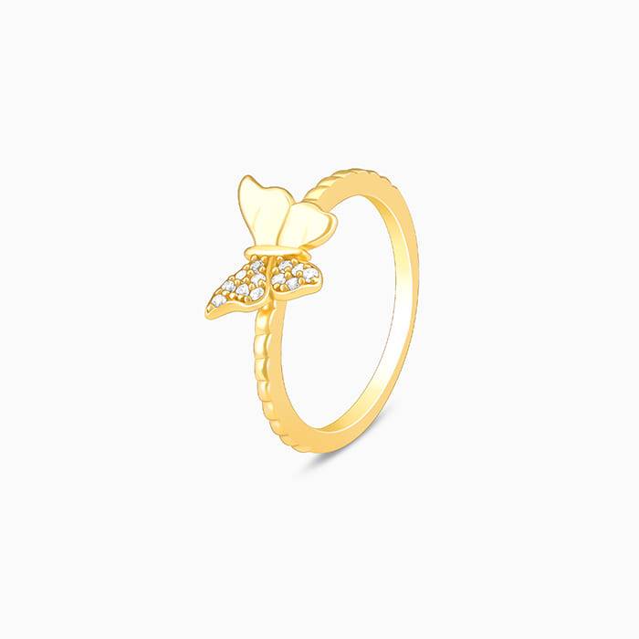 Giva 925 Sterling Silver Golden Fluttery Wings Ring,Fixed Size,Indian - 12, Us - 6 | Gifts : R01078