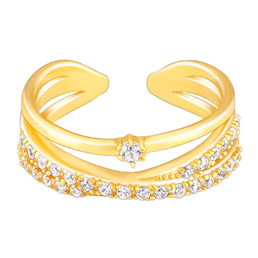 Giva 925 Silver Golden Layered Interweave Ring Adjustable : R01082