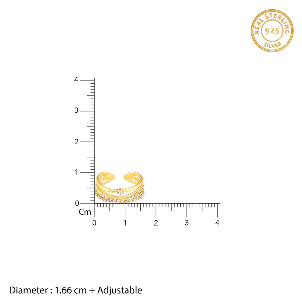 Giva 925 Silver Golden Layered Interweave Ring Adjustable : R01082