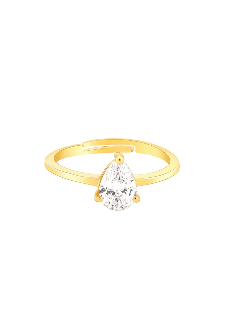 Giva 925 Sterling Silver Golden Simple Zirconia Ring