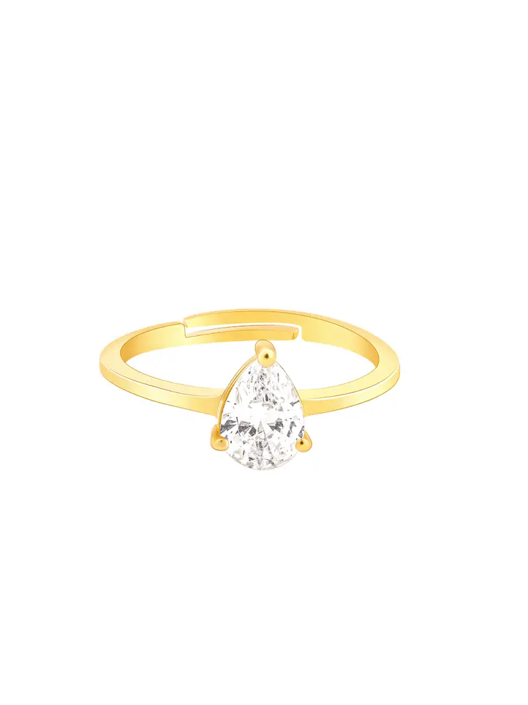 Giva 925 Sterling Silver Golden Simple Zirconia Ring