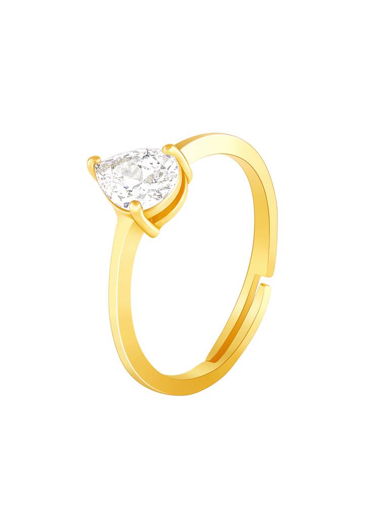 Giva 925 Sterling Silver Golden Simple Zirconia Ring