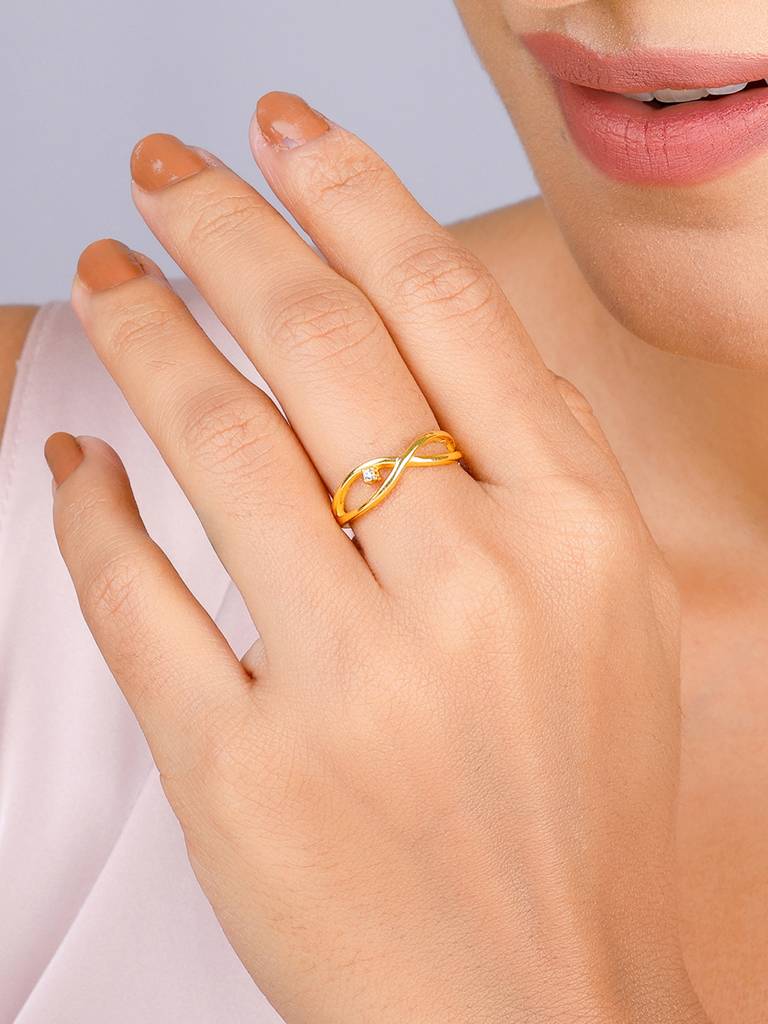 Giva 925 Sterling Silver Golden Infinity Bliss Ring