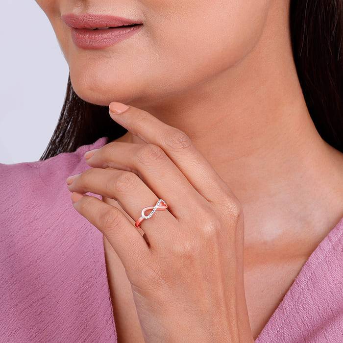 Giva 925 Sterling Silver Rose Gold Ever Infinite Ring,Adjustable | Gifts For Women And Gir : R01091