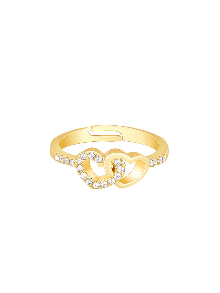 Giva 925 Sterling Silver Golden Heartfelt Duo Ring