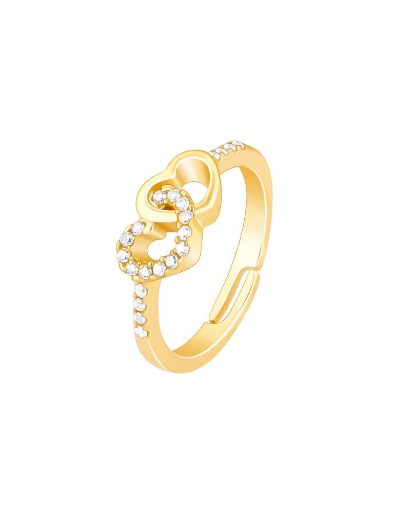 Giva 925 Sterling Silver Golden Heartfelt Duo Ring