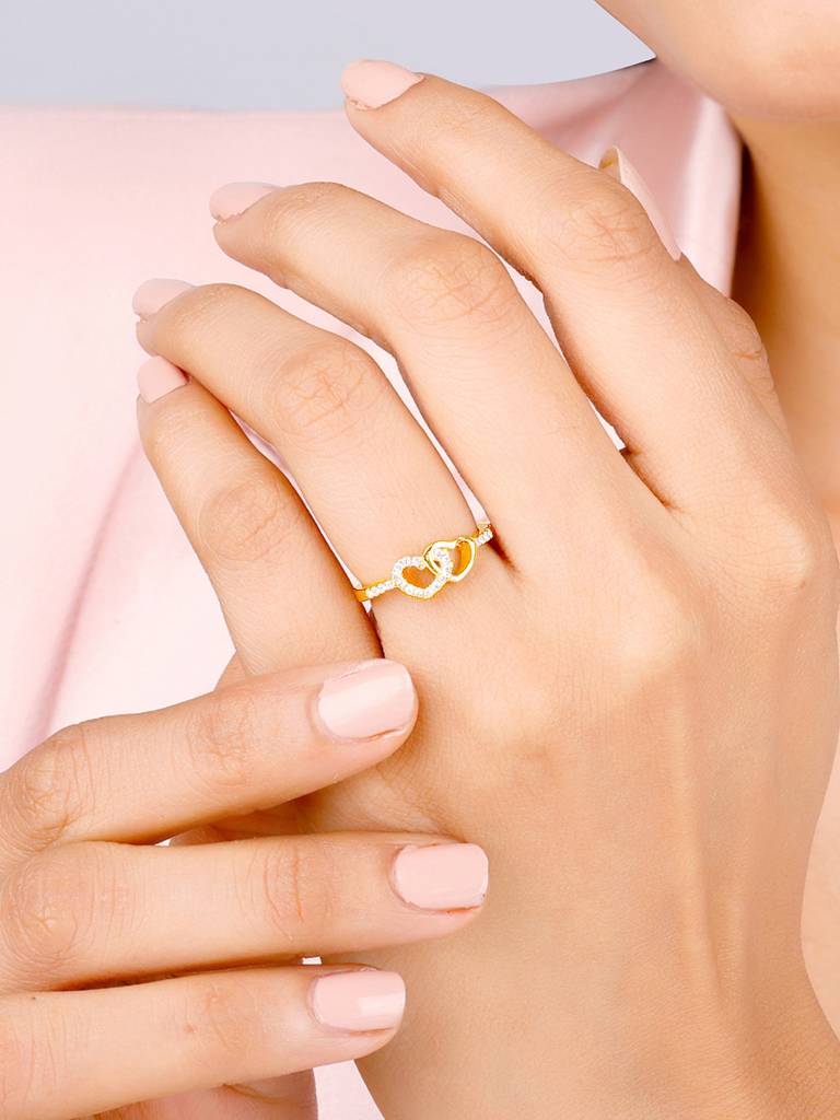 Giva 925 Sterling Silver Golden Heartfelt Duo Ring