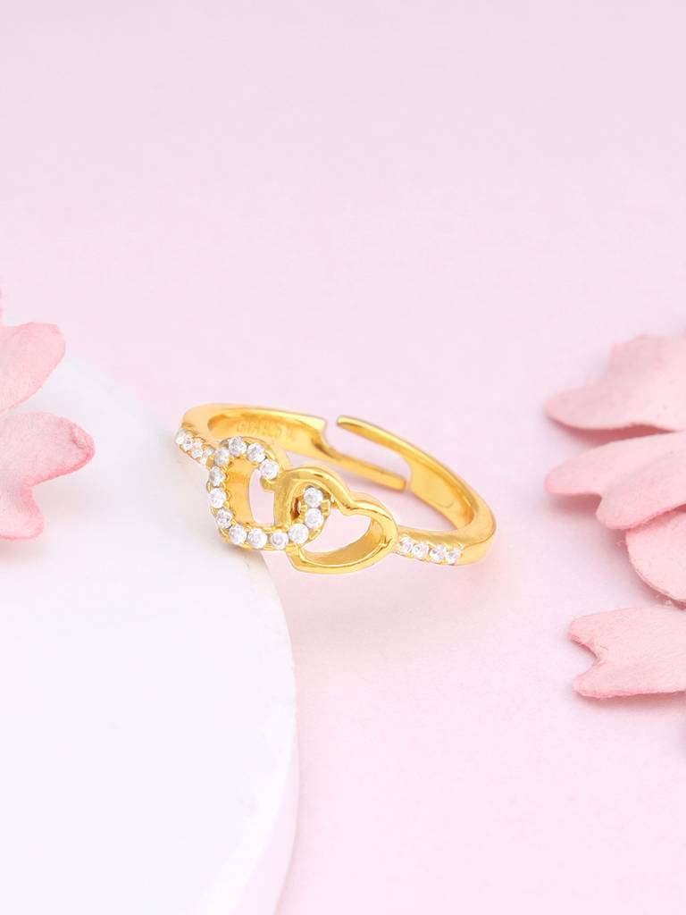 Giva 925 Sterling Silver Golden Heartfelt Duo Ring