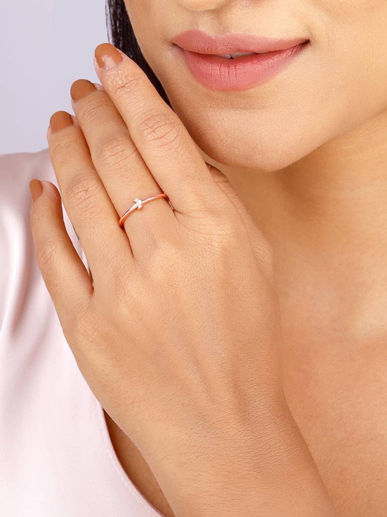 Giva 925 Sterling Silver Rose Gold In Motion Ring