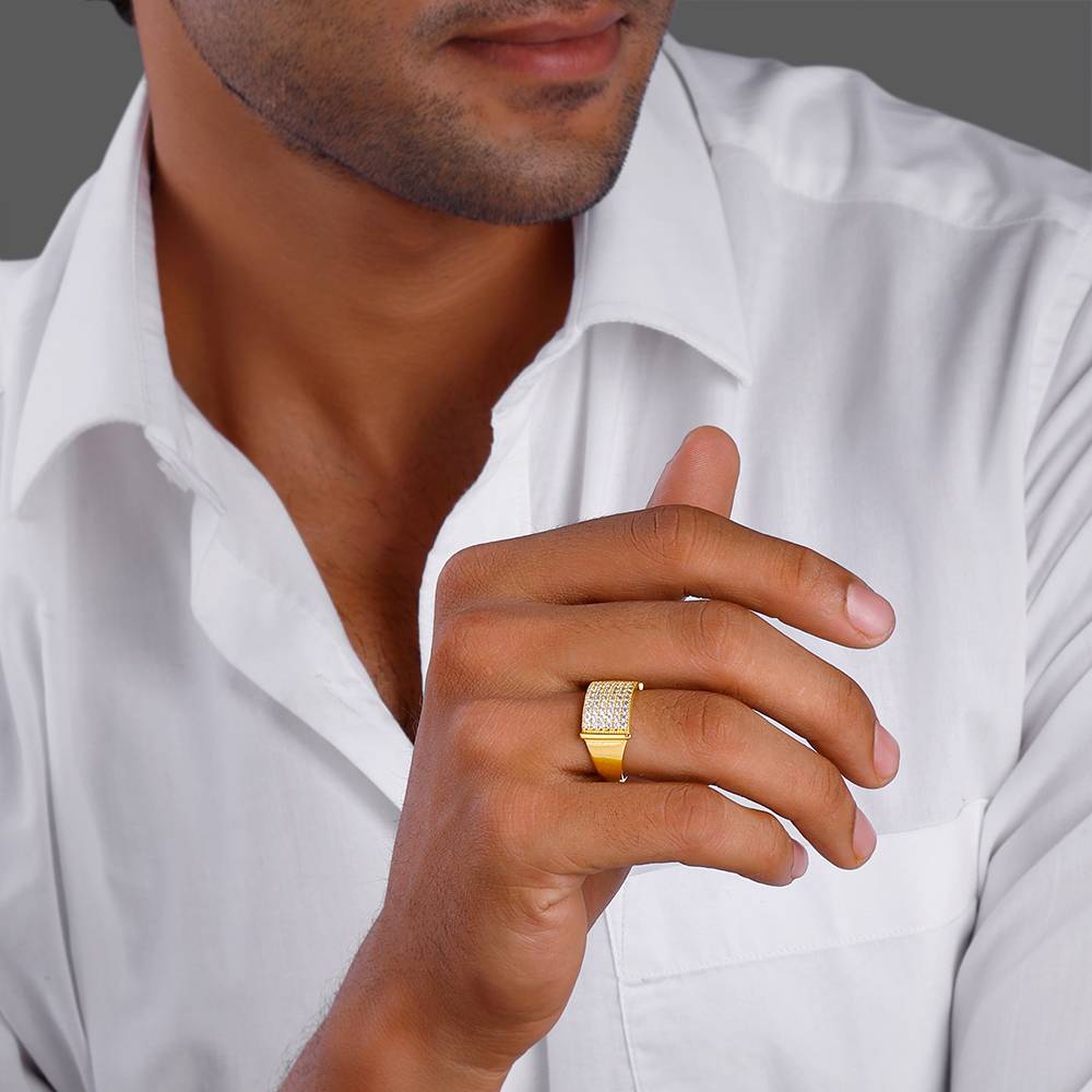 Giva 925 Silver Golden Tenor Ring For Him Fixed Size Indian - 21 : R01097