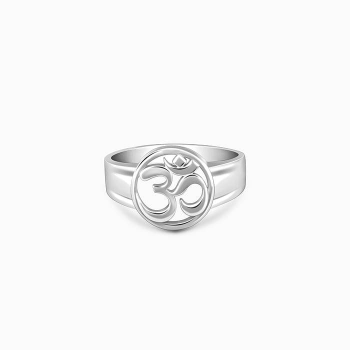 Giva 925 Sterling Silver Om Halo Ring For Him,Fixed Size, Indian - 22 | Gifts For Men & Bo : R01098
