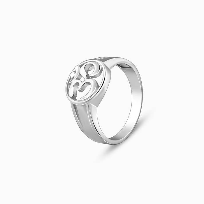 Giva 925 Sterling Silver Om Halo Ring For Him,Fixed Size, Indian - 22 | Gifts For Men & Bo : R01098