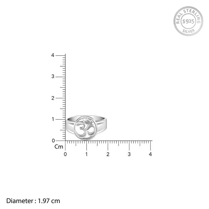 Giva 925 Sterling Silver Om Halo Ring For Him,Fixed Size, Indian - 22 | Gifts For Men & Bo : R01098