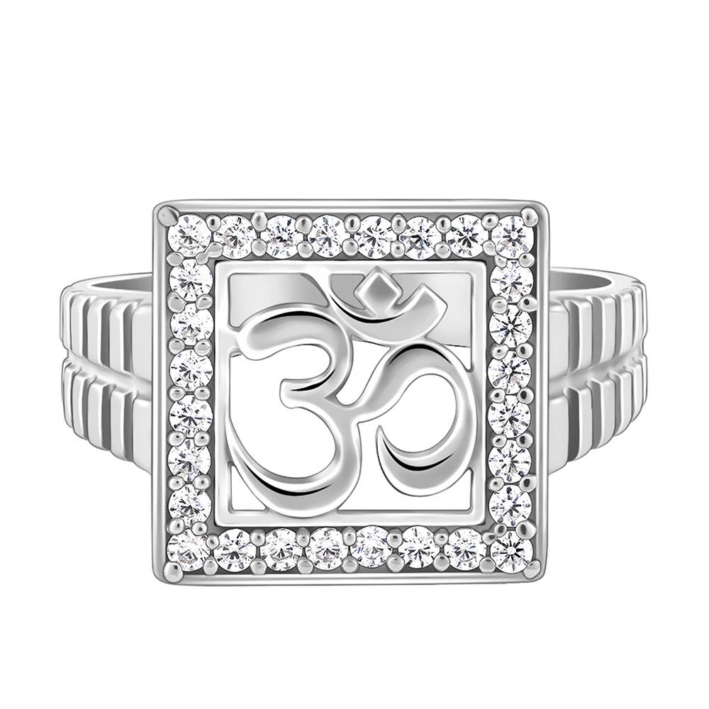 Giva 925 Silver Boxed Om Ring For Him Fixed Size Indian - 21 : R01099