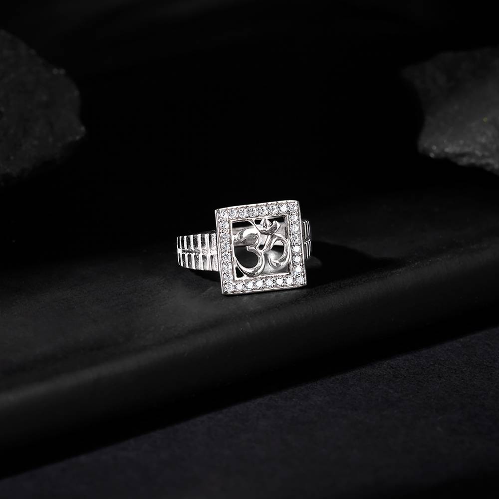 Giva 925 Silver Boxed Om Ring For Him Fixed Size Indian - 21 : R01099