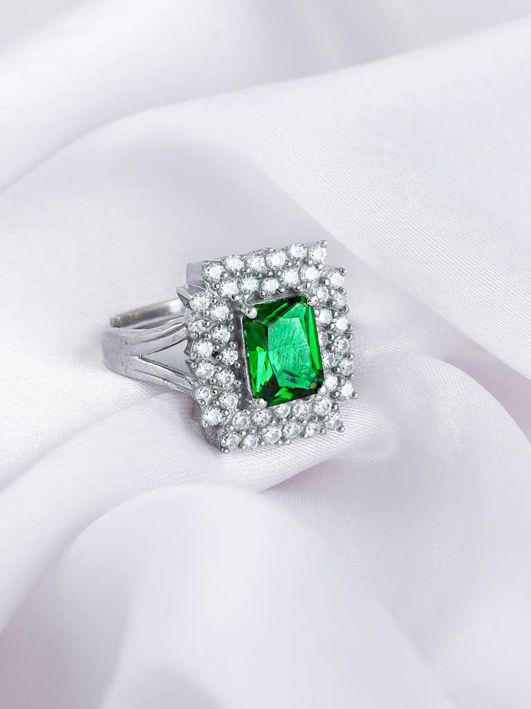 Giva 925 Sterling Silver Emerald Elite Ring